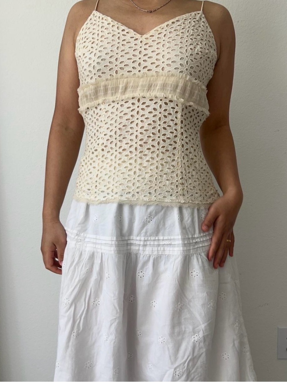 Etcetera Cream Eyelet Cotton Camisole